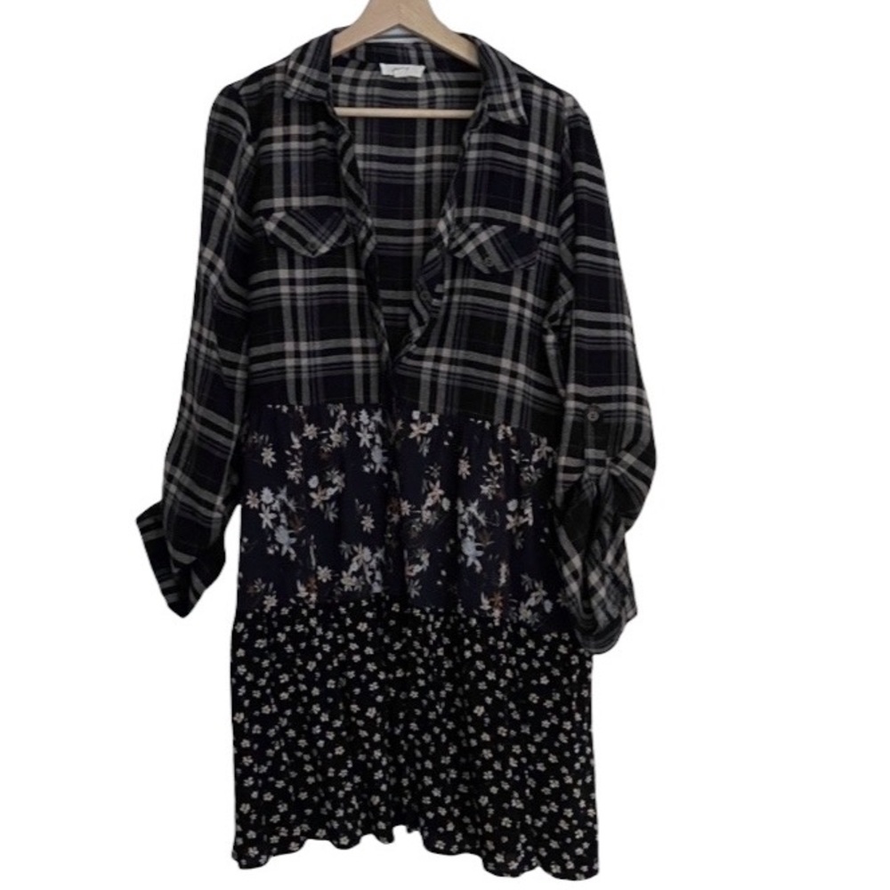 Tiered, mixed pattern dress